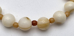 Cream Banded Agate Beaded Necklace 24 In Natural Stone 6.7mm Minimalist