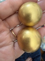 Vintage Erwin Pearl Brushed Gold Tone Statement Runway Pierced Earrings