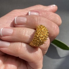 Vintage Cocktail Ring Estate Jewelry Pre-owned Sea Urchin Dome Gold Plated Sz 7