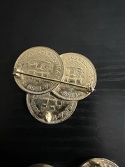 Vintage Queen Elizabeth II Coin Ear Rings & Brooch 1958 1959 Uncirculated