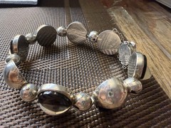 Antonio Pineda 970 Silver Black Onyx Modernist Bracelet Taxco – Eagle 21 – 74.8g