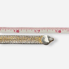 Vintage Gold Tone Herringbone Necklace Cobblestone Reversible Wide 11mm 17.75”