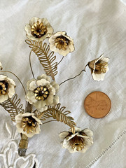 Large Vintage Gold & White Flower Brooch Pin – Perfect to Add to a Bouquet