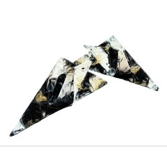 1991 Artisan Abstract Paper Clip Earrings with Black, White & Gold Glitter