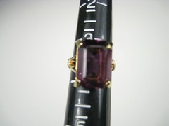 18KT GE Gold Electroplated Ring Emerald Cut Glass Cocktail Plated Size 3.75
