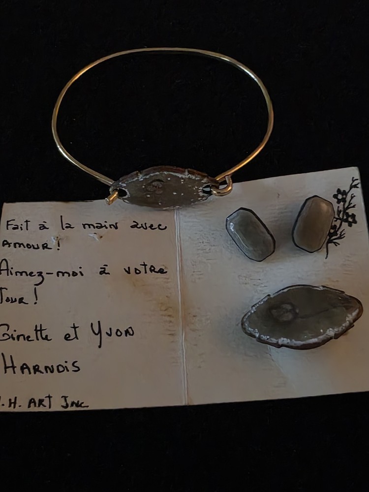 G.H. ART Inc. Handmade Enamel on Copper Bracelet, Earrings, and Brooch Set