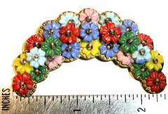 VTG UNSIGNED-MIRIAM HASKELL 2-3/8” WIDE HAND STRUNG LAYERED DECO FLOWER BROOCH