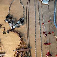 9 Costume Necklaces Glass Stone Pearl Silver Gold Tone Bling Statement Beads