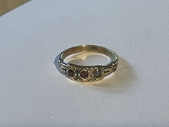 Antique Gold Filled Baby Band Ring TINY Size 0.5 Red Stones PROJECT 🌺🌺
