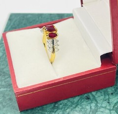 Simulated Ruby And Cubic Zirconia Ring Gold Electroplated Size 5