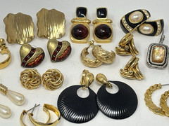 Vintage Bold Estate Costume Earrings Lot (13) 90’s Gold Tone Joan Rivers Trifari
