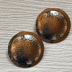 Estate Huge Hammered Silvertone Circle Post Earrings for Pierced Ears – 1 and 5/