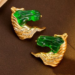 Vintage Heavy Industry Personalized Horsehead Earstuds Vintage Earrings