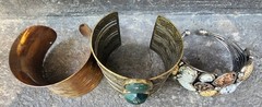 3 Vintage Artisan Ethnic Tribal Boho Wide Cuff Bracelets
