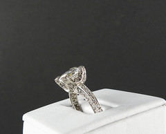 Vintage Solid 14K White Gold Ring CZ Cluster Engagement Cocktail Fine Jewelry