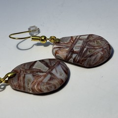 Brecciated Mexican Crazy Lace Jasper Earrings Gold French Wire Natural Gemstone