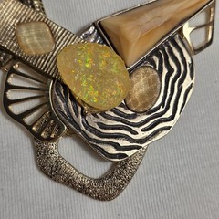 Vintage Avant-Garde Statement Necklace Complex Arrangement Mixed Media Elements