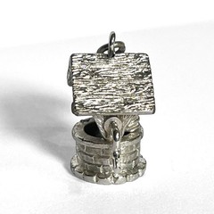 VTG Monet Wishing Well Charm Silver Tone Pendant Moving Handle Miniature Cute
