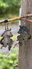 Vintage Sterling Silver HORSES Dangle Pierced Earrings 2 Inches Weight 7.1 Grams