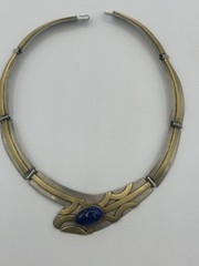 Vintage Morita Gil Chile Designer Snake Choker Necklace Lapis Lazuli