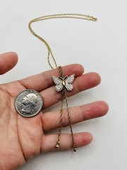 Vintage 1979 Avon Butterfly 17” Silver & Gold Tone Lariat Dangle Style Necklace