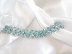 Vintage Sterling Silver 925 Natural Madagascar Blue Apatite Tennis Bracelet 7.5″