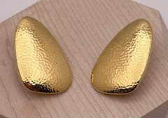 MONET Gold Tone Textured Geo Shaped Clip On Earrings