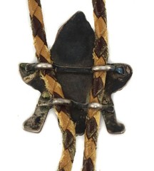 Zuni Multi-Stone Inlay, Silver, and Leather Knifewing God Bolo Tie c. 1940s