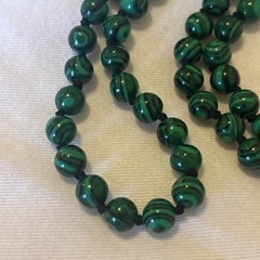 Vintage Malachite Green Stone Necklace Knotted 30” NWT