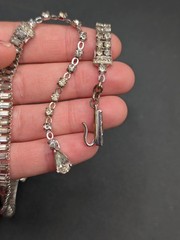 Vintage JOMAZ Signed Joseph Mazer Clear Rhinestone Silver Tone Necklace ⚠️Read