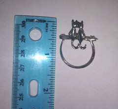 Vintage Sterling Silver Cat Brooch Eyeglass & Charm Holder, Marked 925MEOW