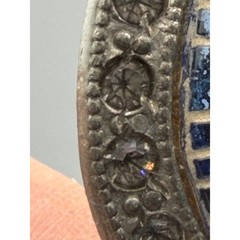 Vintage Art Deco Stick Pin Jabot Blue Glass Paste Rhinestone Screw Back Mosiac