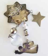 Renee Celestial Angel Star Dangle Mixed Metal Pin 3.5″ In Card Love Connection