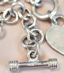 ​Vintage Sterling Silver 925 Heavy Rolo Link Chain Toggle Heart Charm…