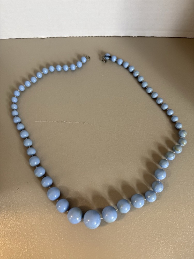 Vintage Sky Blue Graduated Beaded 23″ Necklace