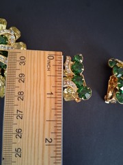 Vintage Eisenberg green yellow brooch & earrings set