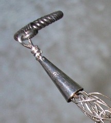 Vintage 925 Sterling Silver Chainmaille Pearl Viking Dragon Tail Toggle Bracelet