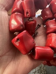 Vintage Chunky Red Coral Irregular Shaped Necklace & Earrings Set