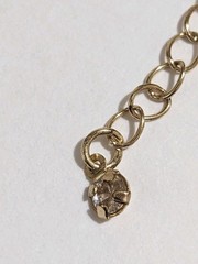 Vintage Faux Aquamarine Station Beads & Gold Tone Cable Link Chain Necklace. 29″