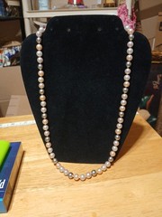 Vintage Multicolored Cultured Pearl Necklace; Grey, Pink, Ivory Undertones