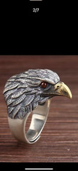 Vintage Eagle head adjustable ring gothic animal hip hop rock funky ring for men