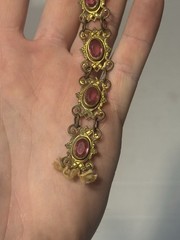 vintage Czechoslovakia filigree link bracelet pink stones No clasp