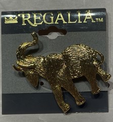 Gold Tone Happy Textured Elephant Pin Brooch 1.50 in. Vintage Regalia