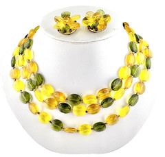 Vintage West Germany Givre Glass Plastic AB Bead Necklace Earrings Lot of 3 Sets