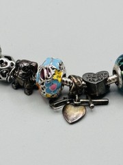 Vintage Michael Anthony MA Sterling Silver Slide Charm Bracelet 16 Charms, 45.8g