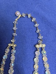 Vintage Aurora Borealis 2 Stranded Crystal Necklace & Clip On Earrings Set