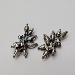 Vintage Brooch and Matching Pierced Earrings Multi-Colored Marquise Rhinestones