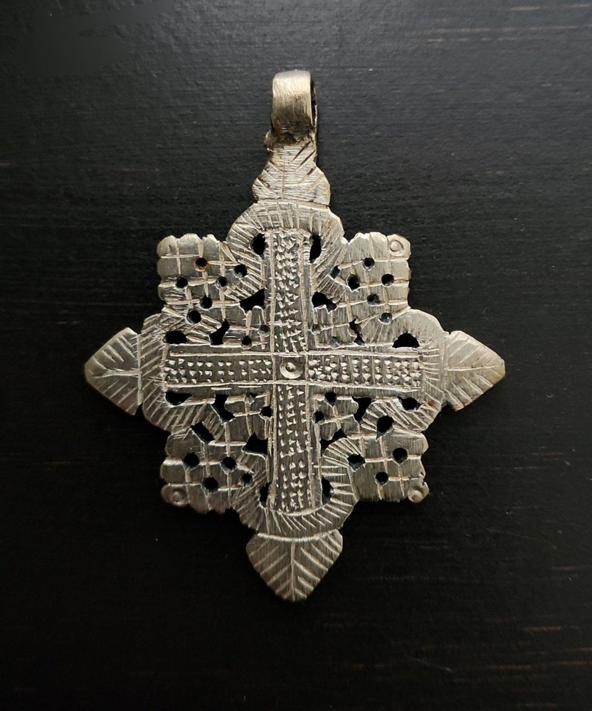 Antique Ethiopian Coptic Cross Pendant Silver Alloy Cross Pattée Toulouse