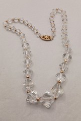 Antique Faceted Graduated Crystal Necklace W/Gold Filled Clasp&Spacer Beads