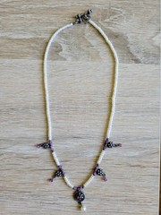 Vintage Necklace 15 In Silver 925 Amethyst Seed Pearl Toggle Clasp